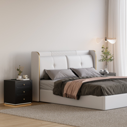 Modern Smart Bedside Table with Light 2 Drawer Bedside Table with Charging Station - thumbnail 4