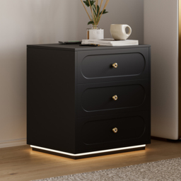 Modern Smart Bedside Table with Light 2 Drawer Bedside Table with Charging Station - thumbnail 1