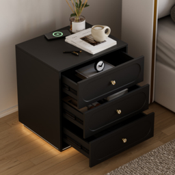 Modern Smart Bedside Table with Light 2 Drawer Bedside Table with Charging Station - thumbnail 6