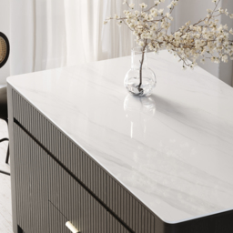 "72"" Kitchen Island Sintered Stone Top with Storage Black Modern" - thumbnail 6