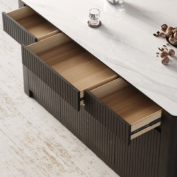 "72"" Kitchen Island Sintered Stone Top with Storage Black Modern" - thumbnail 9