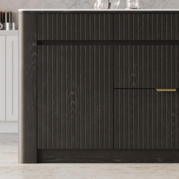 "72"" Kitchen Island Sintered Stone Top with Storage Black Modern" - thumbnail 7