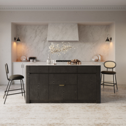 "72"" Kitchen Island Sintered Stone Top with Storage Black Modern" - thumbnail 5