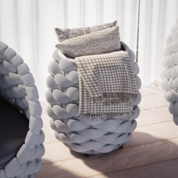 Cocaro Outdoor Woven Side Table with Storage, Waterproof Rope & Slate Top in Grey - thumbnail 2