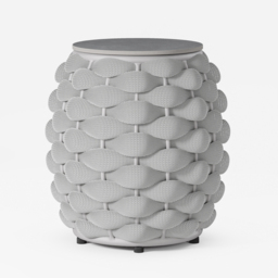 Cocaro Outdoor Woven Side Table with Storage, Waterproof Rope & Slate Top in Grey - thumbnail 7