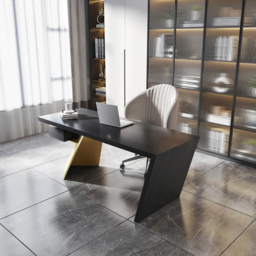 Cabstract Modern Black & Gold Office Desk Writing Desk with Drawer Computer Desk (1600mm) - thumbnail 8