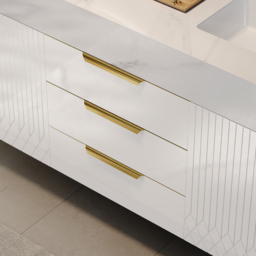 90 cm Bathroom Vanity Freestanding Cultured Marble Top with Single Sink & Drawers White - thumbnail 8