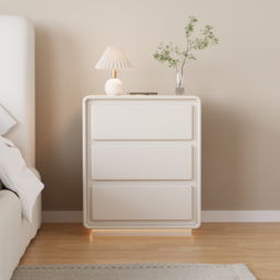 Modern Nightstand  off-white with 3-drawers and  LED and USB charging function - thumbnail 7