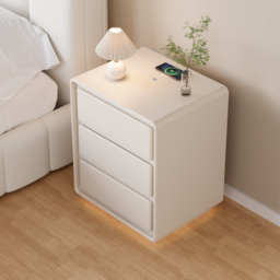Modern Nightstand  off-white with 3-drawers and  LED and USB charging function - thumbnail 9