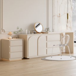Modern Nightstand  off-white with 3-drawers and  LED and USB charging function - thumbnail 5