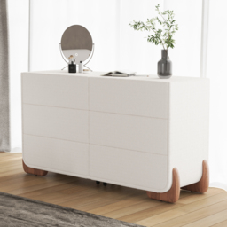Boucle Curva 1600 mm White 6 Drawer Smart Dresser Chest - thumbnail 1