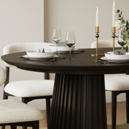 119 - 200 cm Extendable Round-to-Oval Wooden Dining Table with Fluted Base, Seats 4-6 - thumbnail 9
