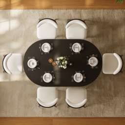 119 - 200 cm Extendable Round-to-Oval Wooden Dining Table with Fluted Base, Seats 4-6 - thumbnail 6