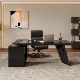 L Shaped Large Executive Office Desk with Drawers & Cabinet Black Office Furniture Right Hand (180 cm) - thumbnail 4