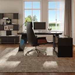 L Shaped Large Executive Office Desk with Drawers & Cabinet Black Office Furniture Right Hand (180 cm) - thumbnail 6