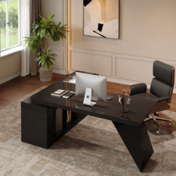 L Shaped Large Executive Office Desk with Drawers & Cabinet Black Office Furniture Right Hand (180 cm) - thumbnail 3