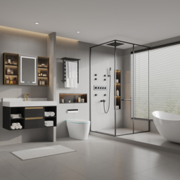 100 cm Black Wall-mount LED Lighted Bathroom Medicine Cabinet Vanity Mirror with Storage - thumbnail 3