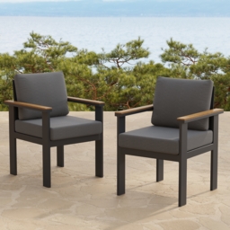 Rectangle Teak Wood & Aluminum Outdoor Patio Dining Table Modern Yard & Patio Furniture for 6 - 8 Person Teak & Aluminum Outdoor Dining Chair - thumbnail 8
