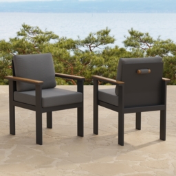 Rectangle Teak Wood & Aluminum Outdoor Patio Dining Table Modern Yard & Patio Furniture for 6 - 8 Person Teak & Aluminum Outdoor Dining Chair - thumbnail 7