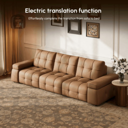"130"" 3-Seater Genuine Leather Power Convertible Sleeper Sofa with adjustable armrests" - thumbnail 9
