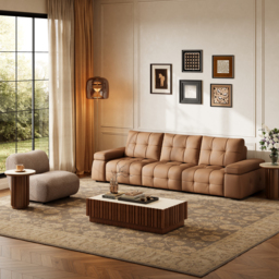 "130"" 3-Seater Genuine Leather Power Convertible Sleeper Sofa with adjustable armrests" - thumbnail 5