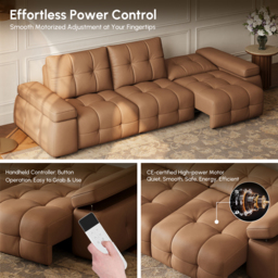 "130"" 3-Seater Genuine Leather Power Convertible Sleeper Sofa with adjustable armrests" - thumbnail 7