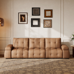 "130"" 3-Seater Genuine Leather Power Convertible Sleeper Sofa with adjustable armrests" - thumbnail 2
