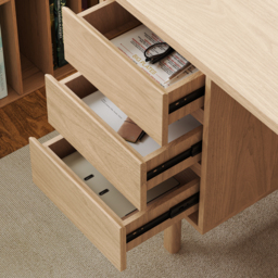 Solid Wood Home Office Desk with 3 Drawers Executive Writing Desk (1400mm) - thumbnail 5