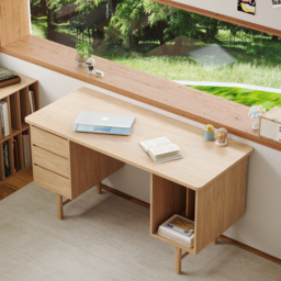 Solid Wood Home Office Desk with 3 Drawers Executive Writing Desk (1400mm) - thumbnail 2