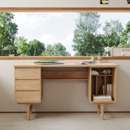 Solid Wood Home Office Desk with 3 Drawers Executive Writing Desk (1400mm) - thumbnail 4
