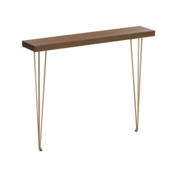 1000mm Rustic Walnut Narrow Rectangular Console Table with Wooden Top & Metal Legs - thumbnail 9