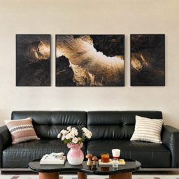 3-Piece Framed Abstract Canvas Wall Art Set with Black Aluminium Frames