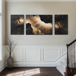 3-Piece Framed Abstract Canvas Wall Art Set with Black Aluminium Frames - thumbnail 5