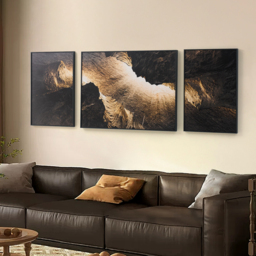 3-Piece Framed Abstract Canvas Wall Art Set with Black Aluminium Frames - thumbnail 2