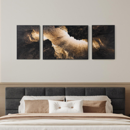 3-Piece Framed Abstract Canvas Wall Art Set with Black Aluminium Frames - thumbnail 3