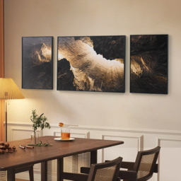 3-Piece Framed Abstract Canvas Wall Art Set with Black Aluminium Frames - thumbnail 4