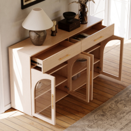 Arune 160 cm Natural Wood Sideboard with Storage & LED Lights - thumbnail 7