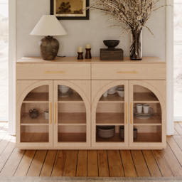 Arune 160 cm Natural Wood Sideboard with Storage & LED Lights - thumbnail 4