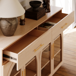 Arune 160 cm Natural Wood Sideboard with Storage & LED Lights - thumbnail 9