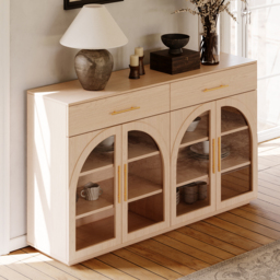 Arune 160 cm Natural Wood Sideboard with Storage & LED Lights - thumbnail 5