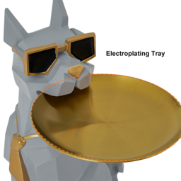 Modern Gray Sculpture Side Table with Tray Shelves Cute Grayhound End Table in Resin - thumbnail 9