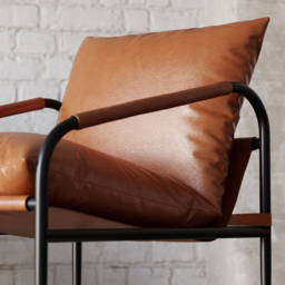 Brown Leather Accent Chair with Metal Frame - thumbnail 7