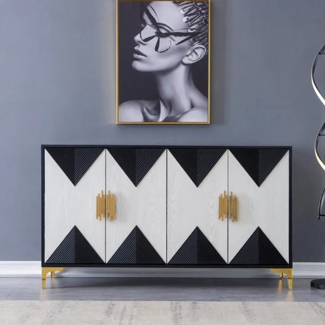 Wovuna Modern Sideboard Buffet 4 Doors & 6 Shelves Accent Cabinet Gold Finish in Large - image 1
