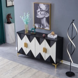 Wovuna Modern Sideboard Buffet 4 Doors & 6 Shelves Accent Cabinet Gold Finish in Large - thumbnail 8