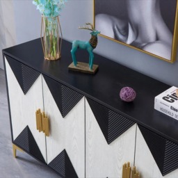 Wovuna Modern Sideboard Buffet 4 Doors & 6 Shelves Accent Cabinet Gold Finish in Large - thumbnail 9