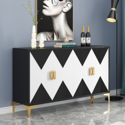Wovuna Modern Sideboard Buffet 4 Doors & 6 Shelves Accent Cabinet Gold Finish in Large - thumbnail 2