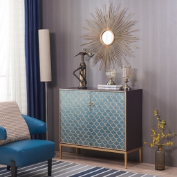 Modern Cabinet Scale Patterned Sideboard Buffet with Doors & Shelves in Small - thumbnail 2