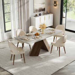 "Dining Set 63""-79"" Extendable Wood Dining Table with 6 Chairs" - thumbnail 3