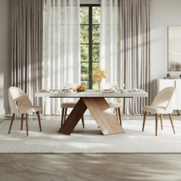 "Dining Set 63""-79"" Extendable Wood Dining Table with 6 Chairs" - thumbnail 6