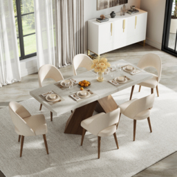 "Dining Set 63""-79"" Extendable Wood Dining Table with 6 Chairs" - thumbnail 1